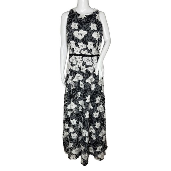 Erin Fetherston Dress Womens Medium Black White Floral Flower Claire Gown Formal - Picture 1 of 10
